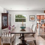 Underutilized room was renovated to become a dining area. dining room and kitchen
